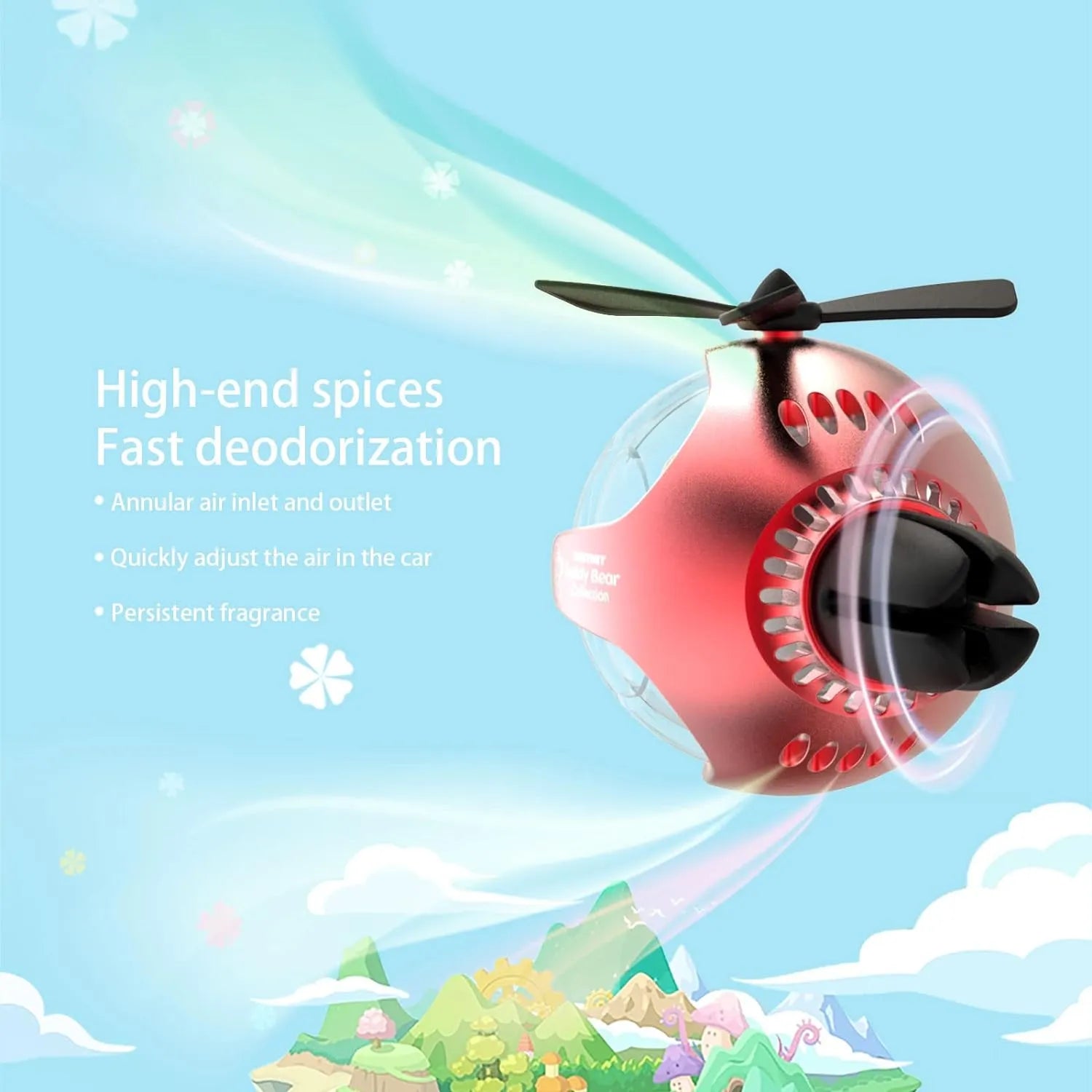 Bear Pilot Car Air Freshener with a Propeller Diffuser featuring high-end spices and fast deodorization