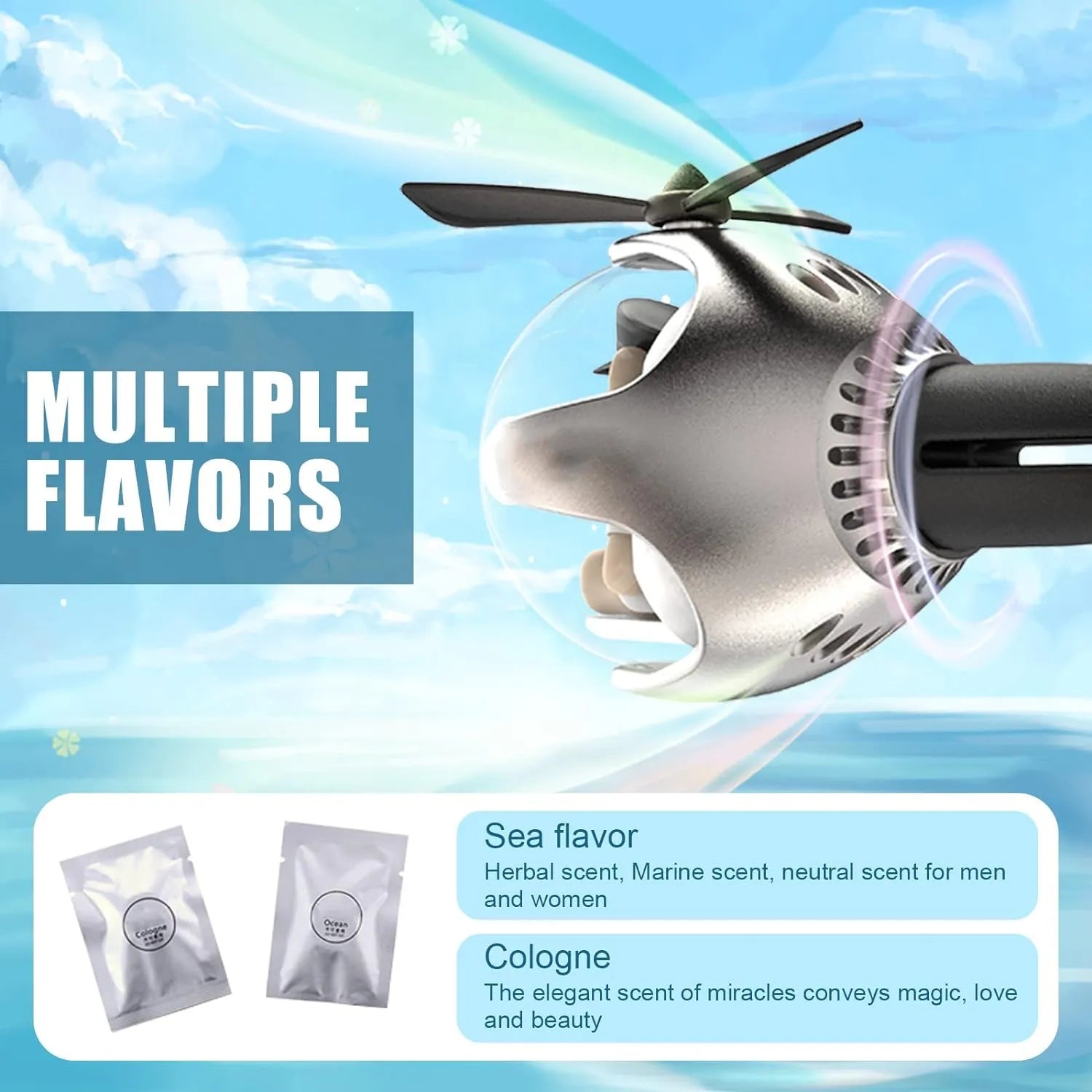 Bear Pilot Car Air Freshener with a Propeller Diffuser offering multiple fragrance options including sea flavor and cologne