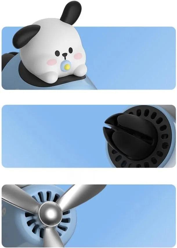 Close-up details of Cute Dog Pilot Car Air Freshener with Propeller Diffuser