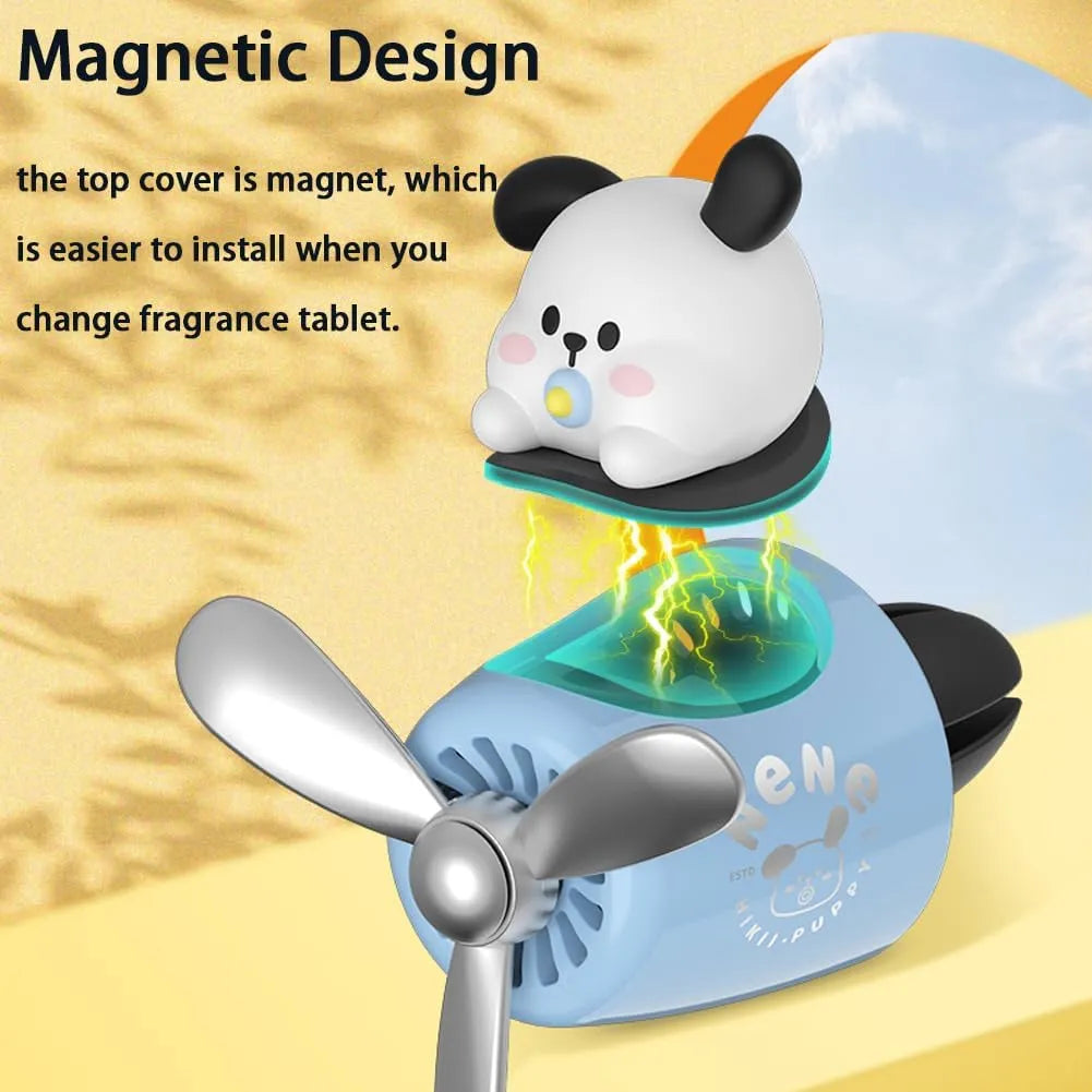Magnetic design of Cute Dog Pilot Car Air Freshener with Propeller Diffuser