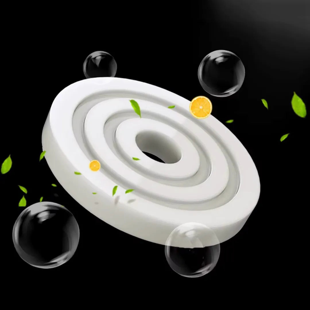 Round car air freshener vent clip fragrance diffuser refill pad for solid perfume, providing a lasting scent for auto interiors.