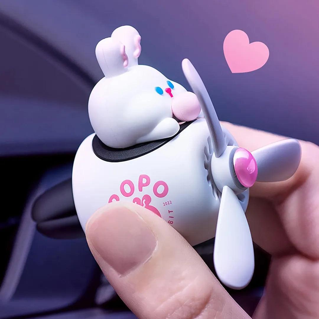 Cute Bunny Pilot Car Air Freshener Hand-Held - Adorable Design with Propeller and Heart Symbol