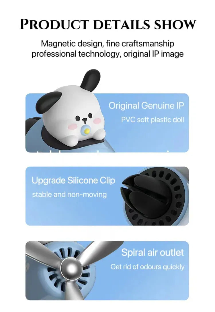 Product details for Cute Dog Pilot Car Air Freshener with Propeller Diffuser