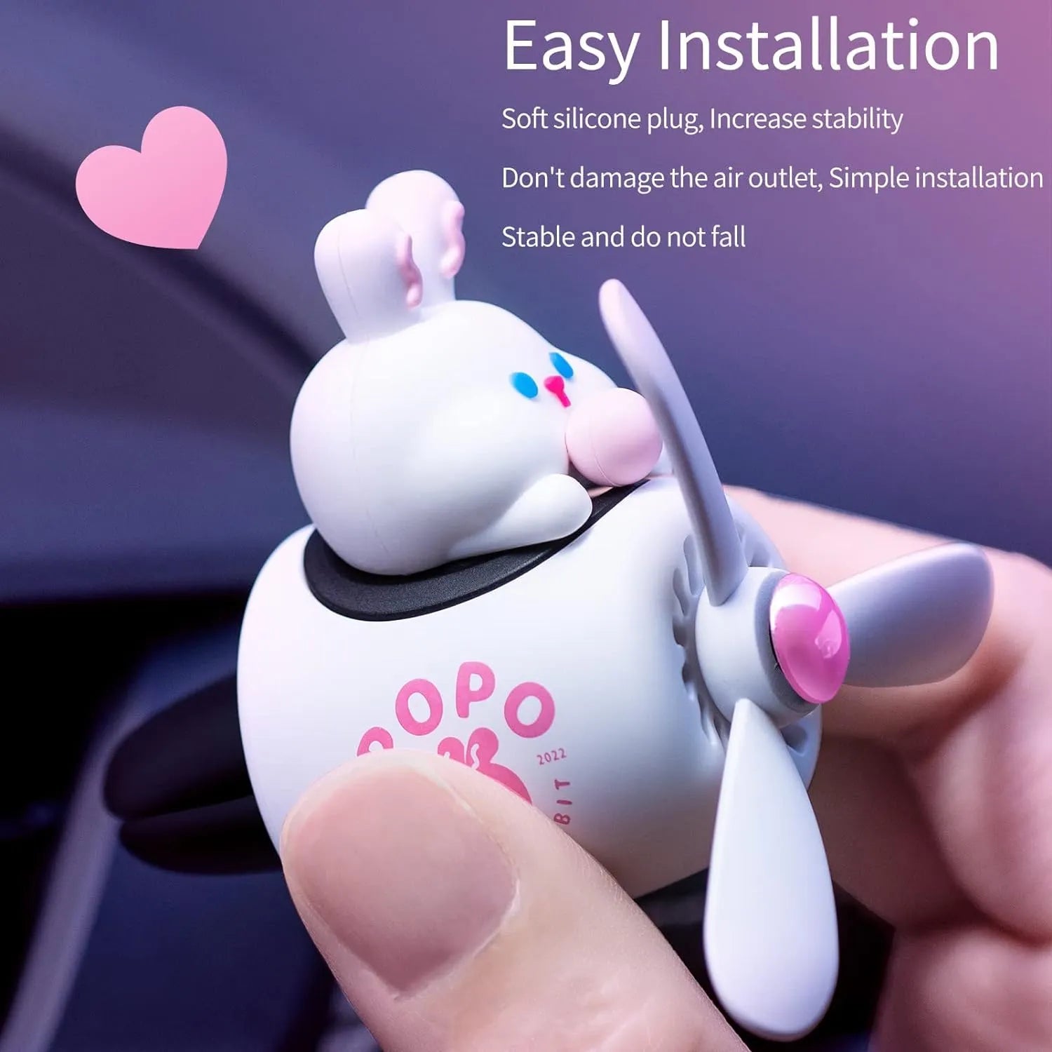 Easy Installation of Bunny Pilot Car Air Freshener Propeller Diffuser | Soft Silicone Plug for Stability