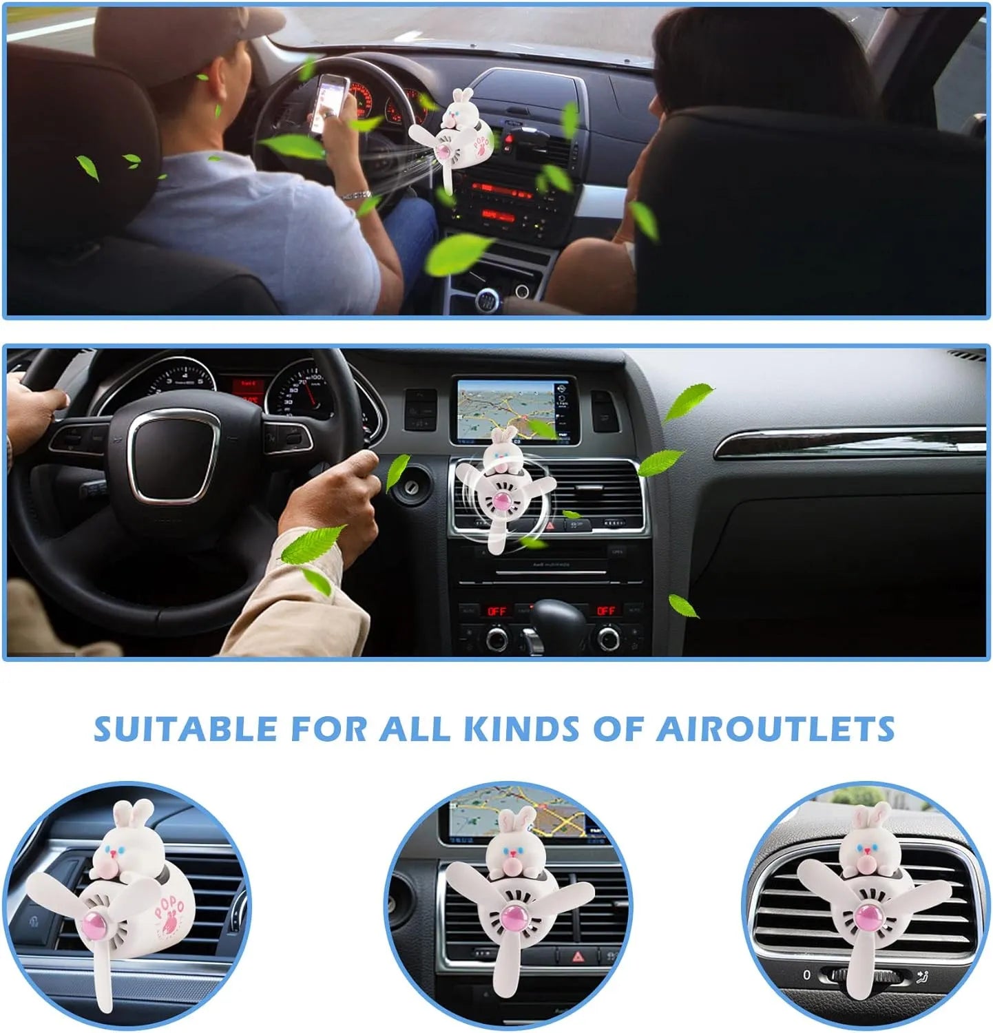 Bunny Pilot Car Air Freshener Propeller Diffuser | Suitable for All Air Outlets | Enjoy Fresh Fragrance in Your Car